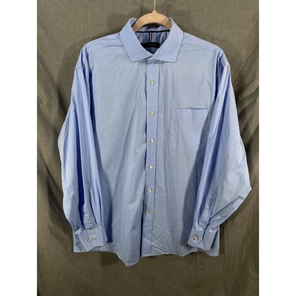 Tommy Hilfiger Button Up Shirt Adult Large 16-16 1/2 34-35 Blue‎ Casual Mens. - Picture 1 of 8